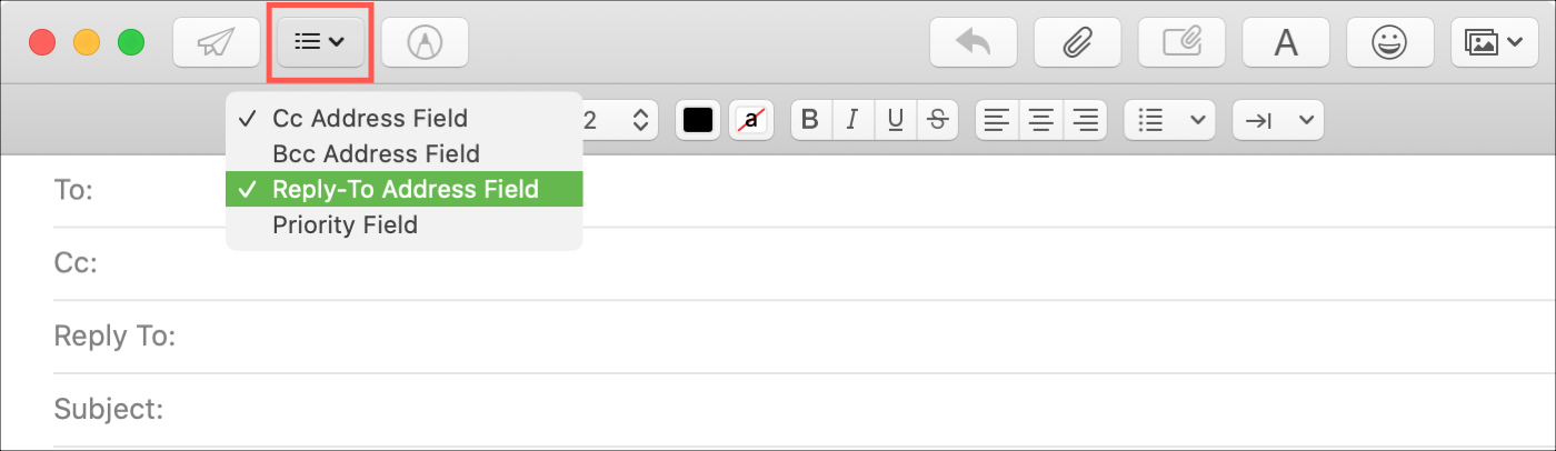 Добавить ответ на поле в Mail Mac
