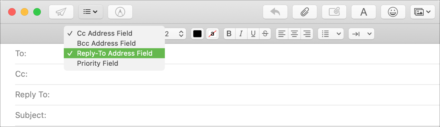 Добавить поле Использовать ответ в Mail Mac
