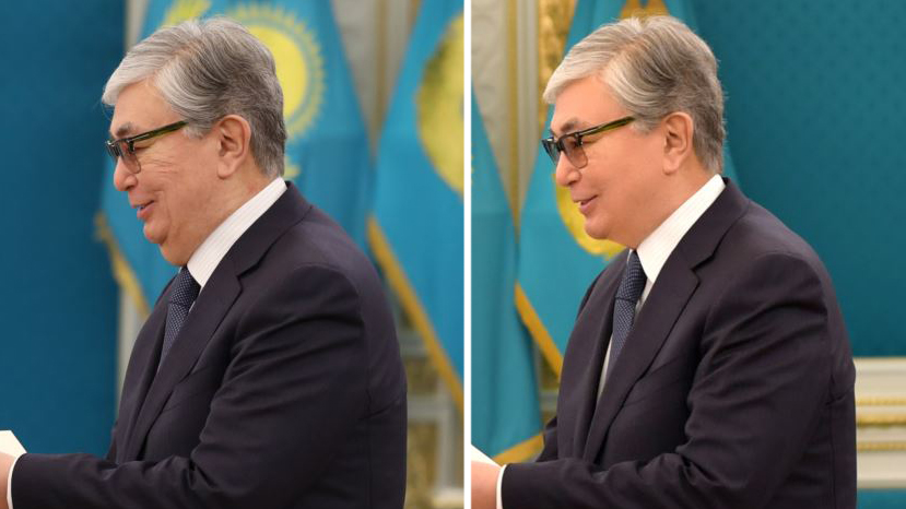 Kazakstans nya presidents officiella bilder har skönhetsretuscherats för att få honom att framstå som ett “fräscht ansikte”
