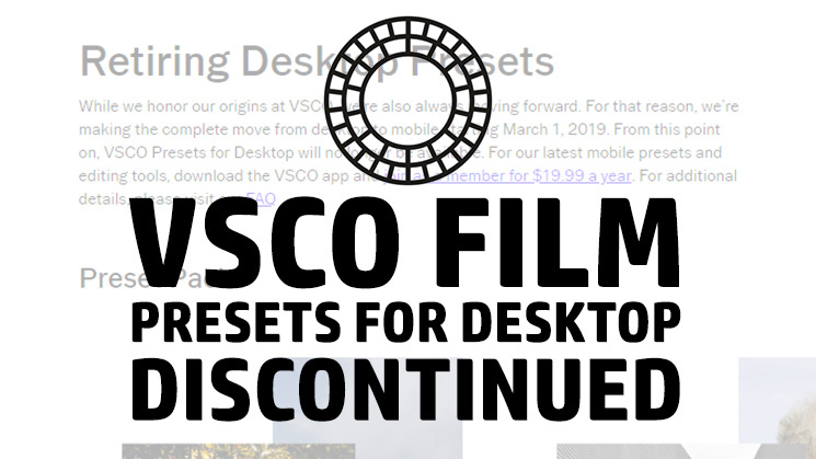 VSCO Film Presets for Desktop upphör i mars 2019