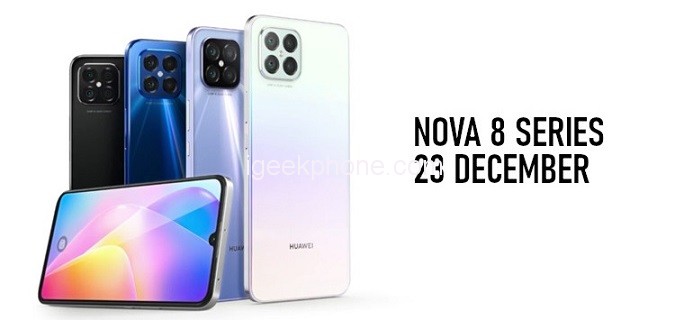 Huawei Nova 8, 8 Pro, Enjoy 20 SE & Watch Fit kommer den 23 december