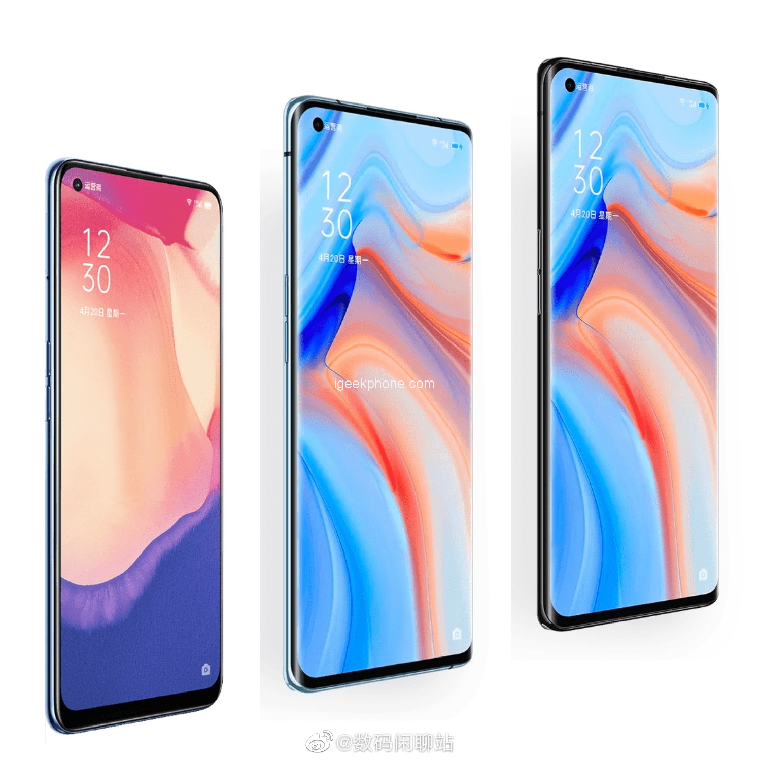 OPPO Reno 5 series Front Design Exponerad för användning av ny teknik den 10 december