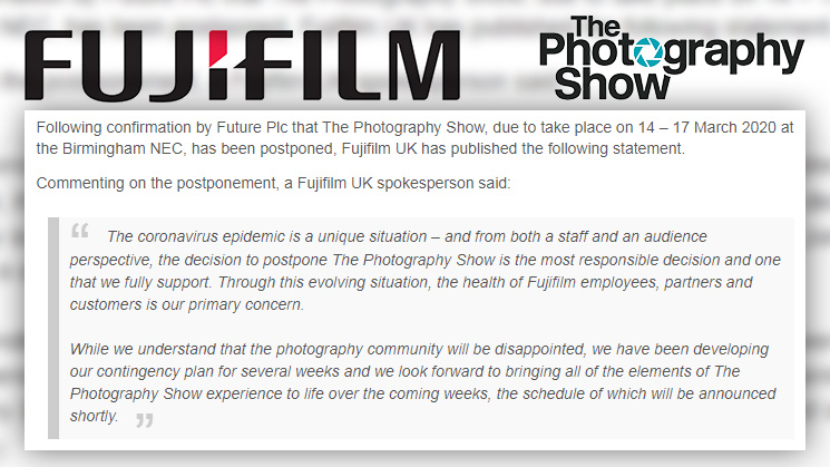 Fujifilm UK publicerar ett kryptiskt uttalande efter att The Photography Show skjutits upp