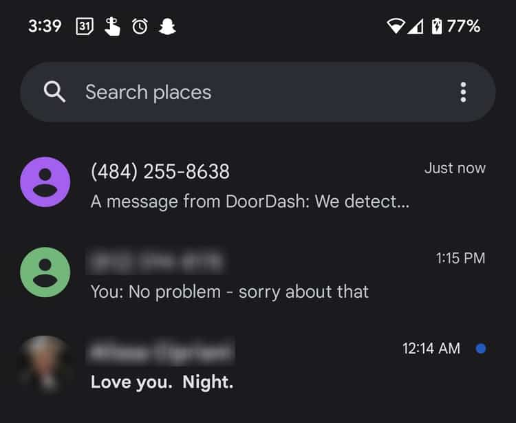 Google SMS escape