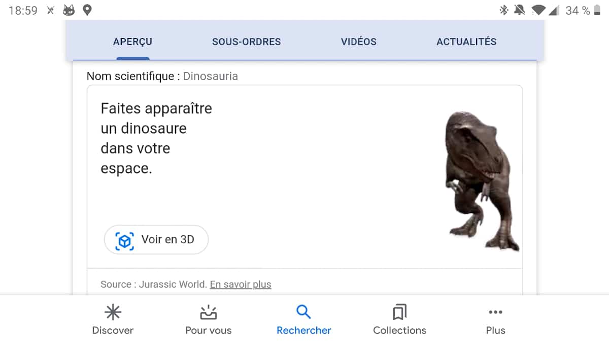 google dinosaur virtual reality 2