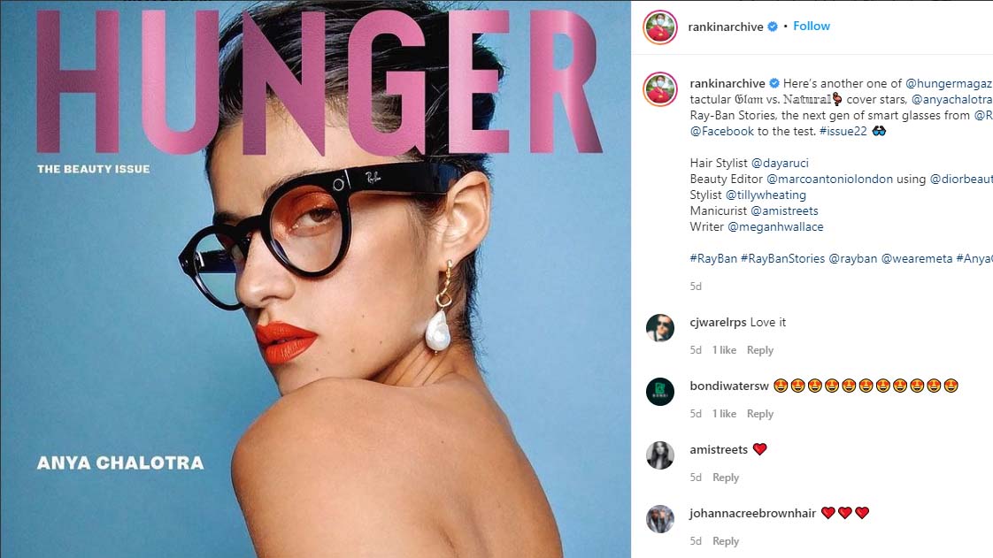 Rankin tar världens första tidningsomslagsbild med smarta FB-glasögon