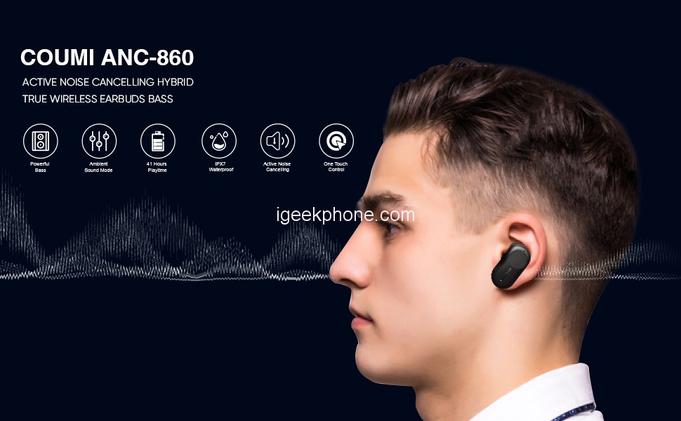 COUMI ANC-860 recension – TWS-hörlurar med brusreducering för 29,57 USD med 40 % rabatt