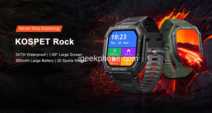 Kospet Rock Smartwatch recension: Kommer med 1,69 tum stor skärm hjärtfrekvens (100 st begränsad)