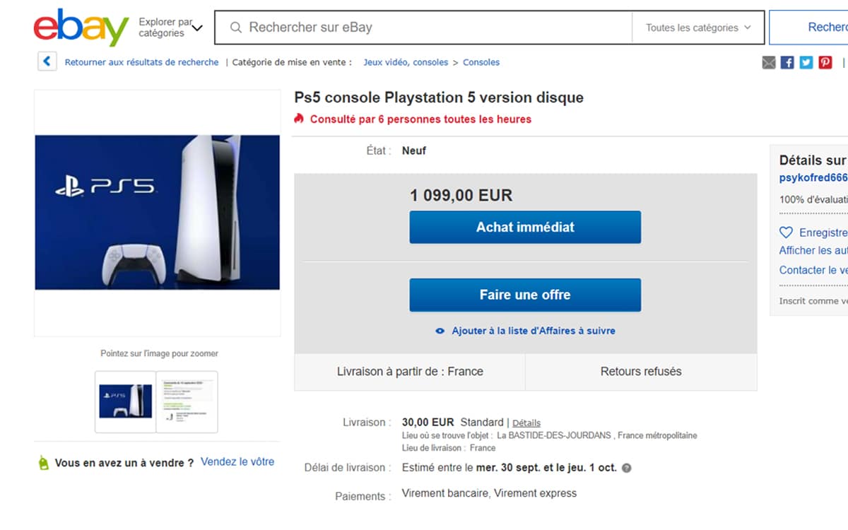 PS5: konsoler för mer än 1000 € på eBay, spekulanter är tillbaka