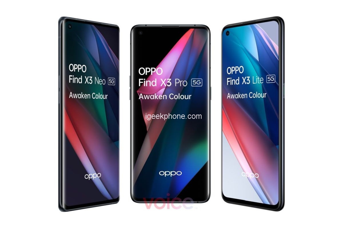 OPPO Find X3 Pro/X3 Lite/X3 Neo visas: med en böjd skärm, Snapdragon 888