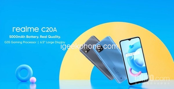 Realme C20A officiella tillkännagav: Utomlands den 13 maj med Helio G35