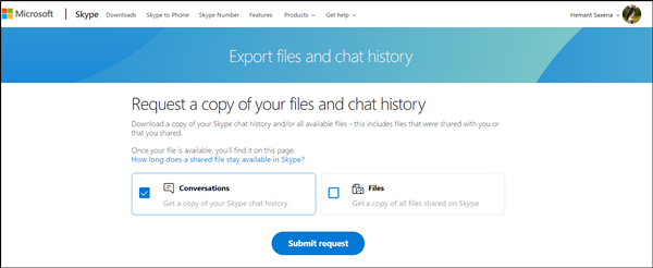 Archivos de Skype e historial de chat a su PC con Windows