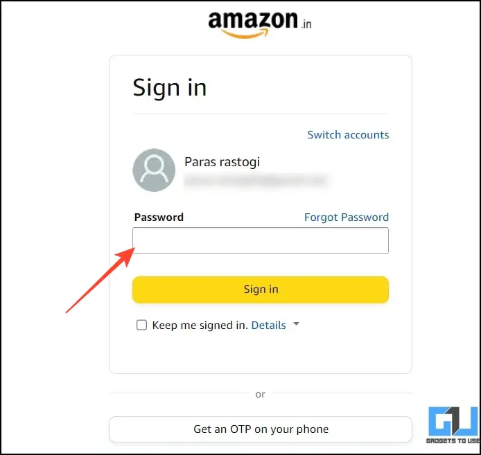Inicie sesión en su cuenta de Amazon para autenticarse