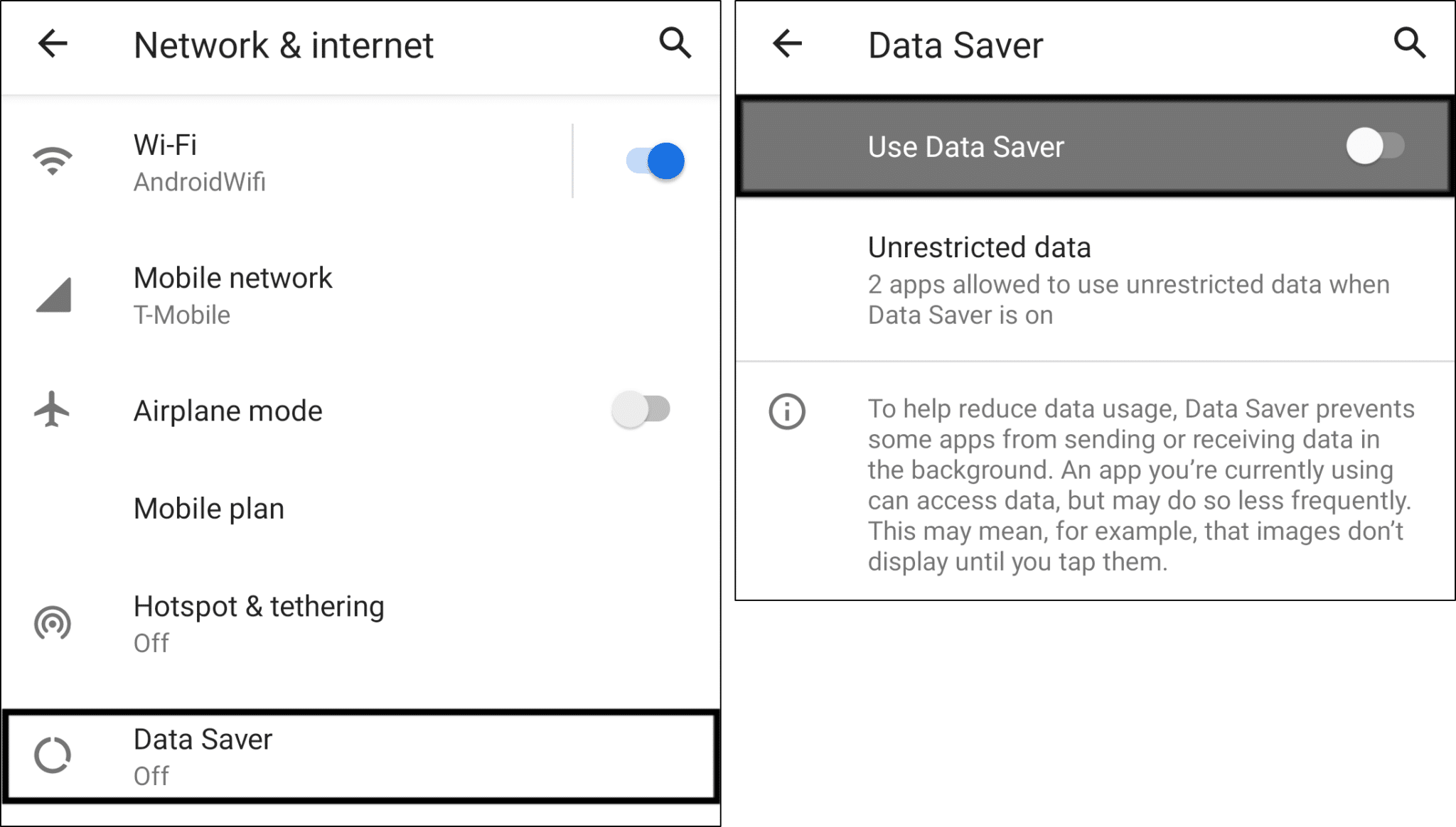 Desactive el modo de ahorro de datos en Android para corregir las descargas de Netflix que no funcionan o no se reproducen