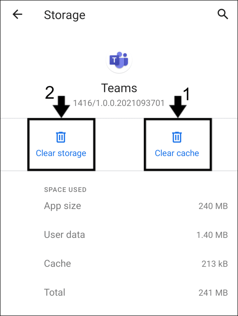 borre el caché y los datos de la aplicación Microsoft Teams en Android para reparar los archivos y carpetas de Microsoft Teams que no se muestran, cargan o descargan
