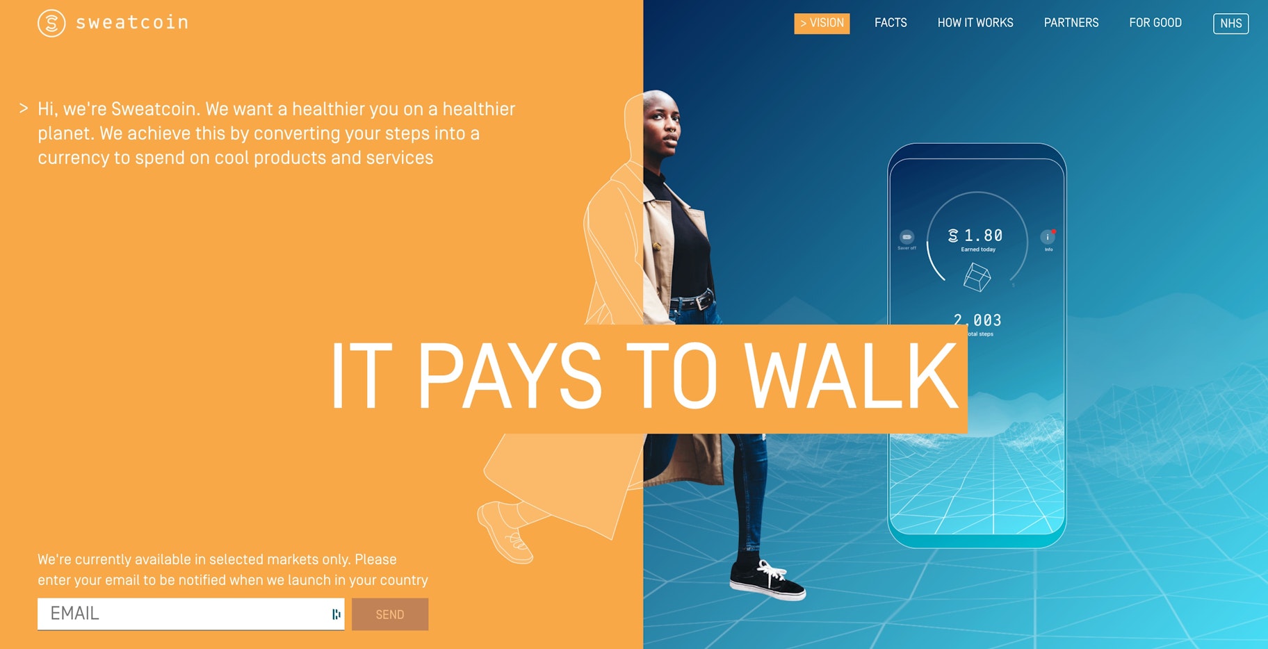 Cobrar por caminar: Sweatcoin