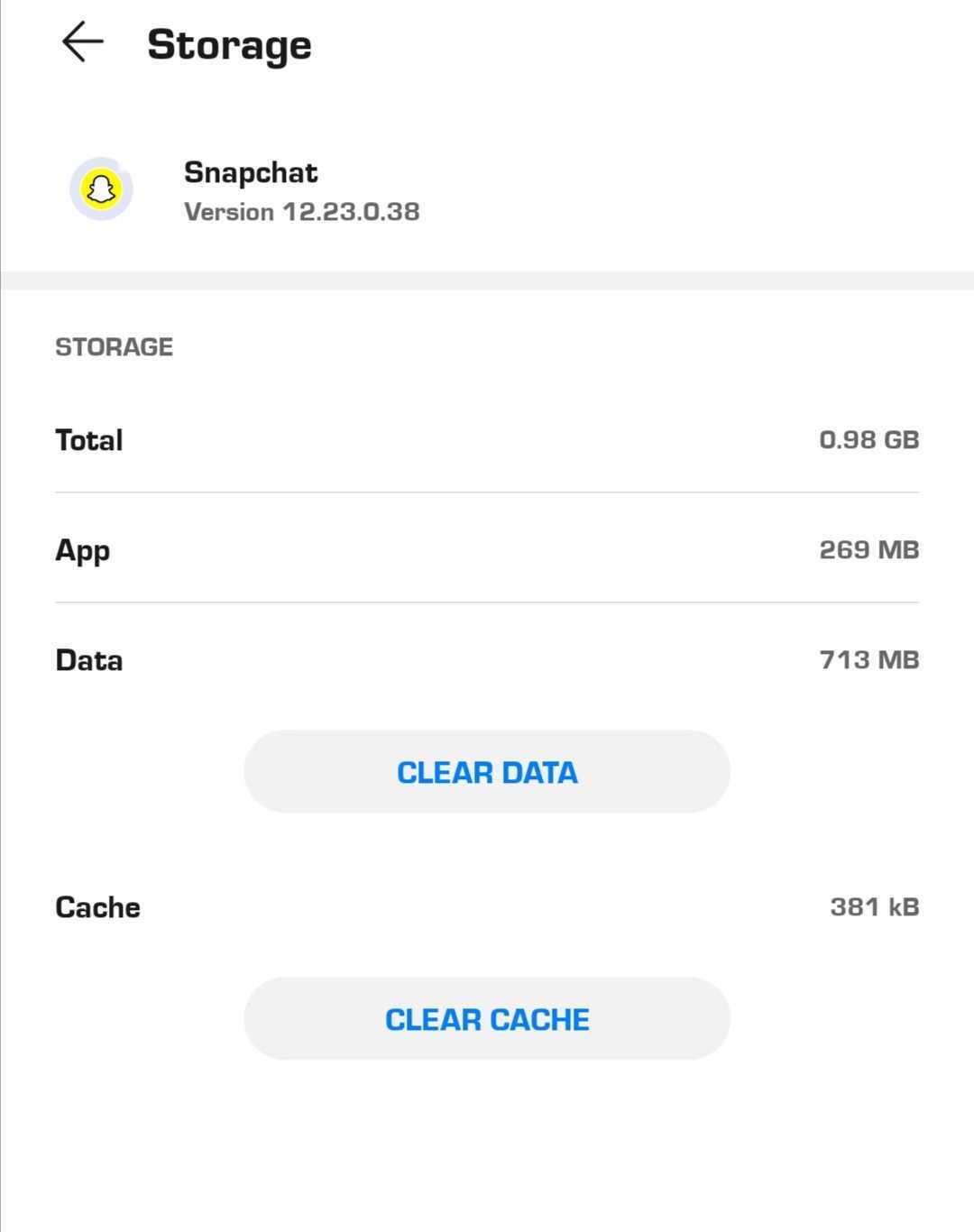 Borrar datos de caché de Snapchat