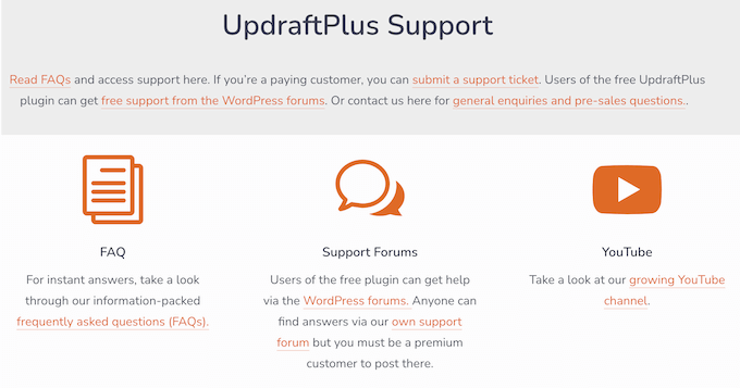 Recursos de soporte comunitario de UpdraftPlus