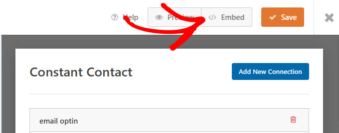 Incruste el formulario de contacto en su página de contacto