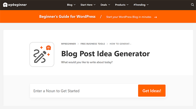 Generador de ideas para publicaciones de blog