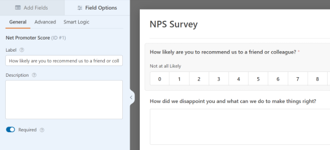 Personaliza cada campo de la encuesta NPS