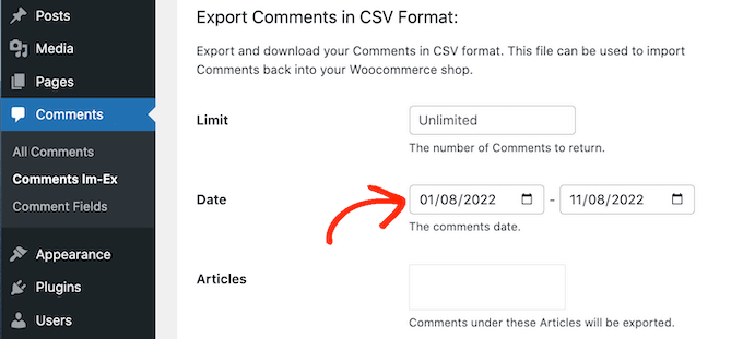 Filtrar la exportación de comentarios de WordPress