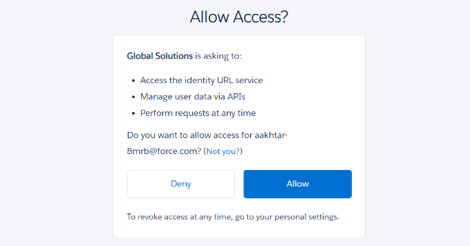 Permitir el acceso a Salesforce