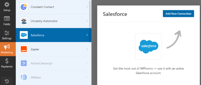 Agregue la conexión de Salesforce a su formulario